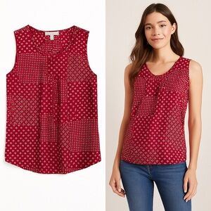 🌺 Skies Are Blue Patchwork Sleeveless Blouse – SP (Small Petite)